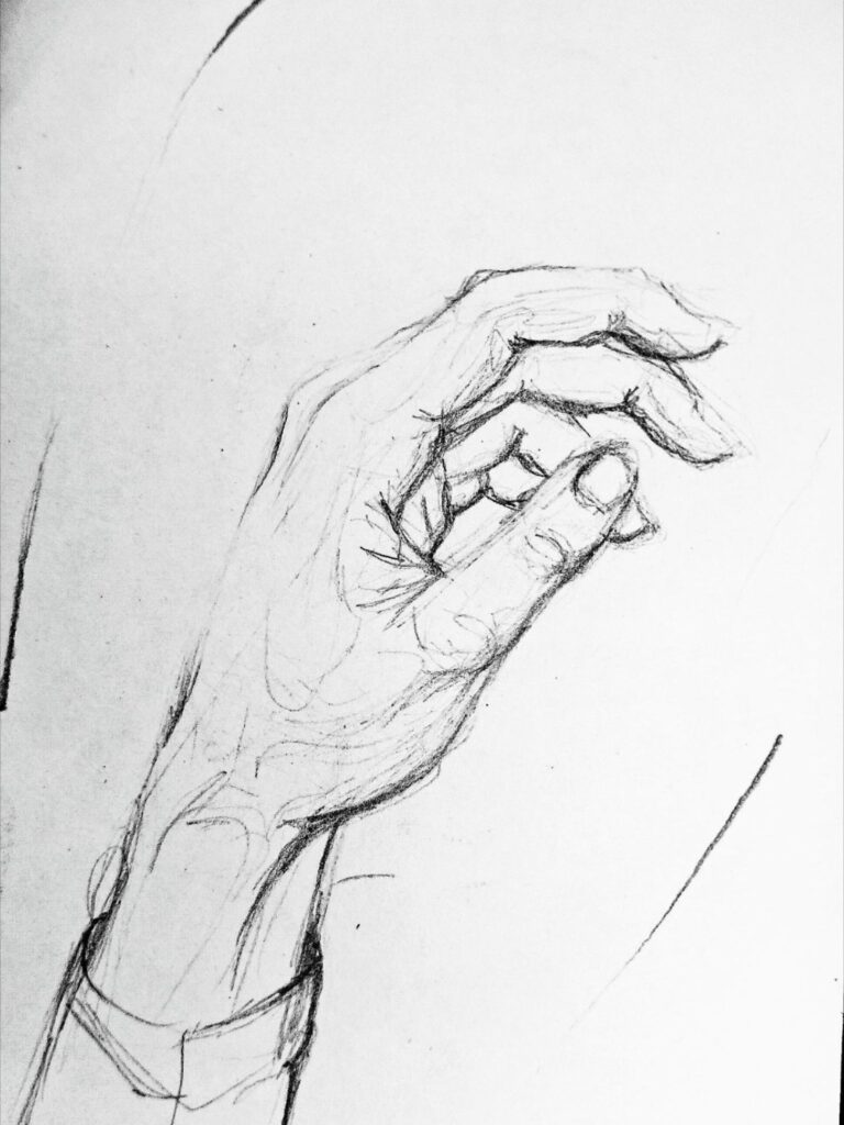 Dłoń ręka ołówek szkic rysunek